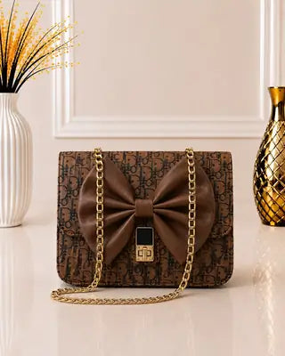 Vintage Monogram Crossbody Bag with Bow Detail