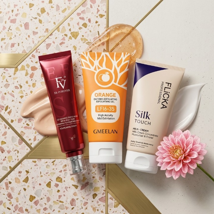 3 In 1 Deal FV Orange Gel And Flicka Pack Of 3 With Liquid Foundation And Primer