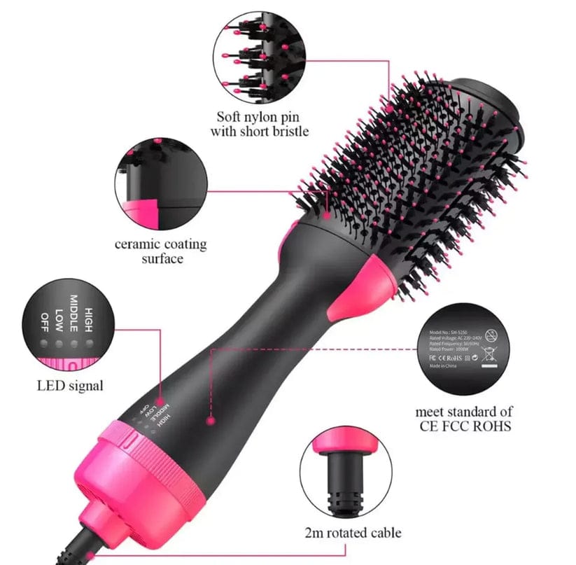 Hot Air Brush 4 In 1 Hair Dryer, Straightener, Professional Styling Tool For Smooth Shiny Hair