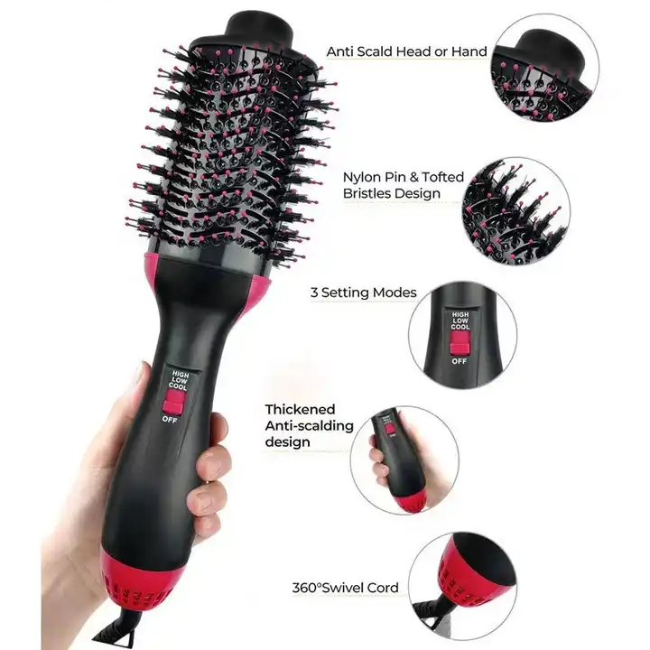 Hot Air Brush 4 In 1 Hair Dryer, Straightener, Professional Styling Tool For Smooth Shiny Hair