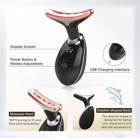 3-in-1 Facial Beauty Massager | Hot Compress, Vibration Massage & 3 Color Modes