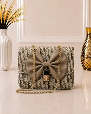 Vintage Monogram Crossbody Bag with Bow Detail