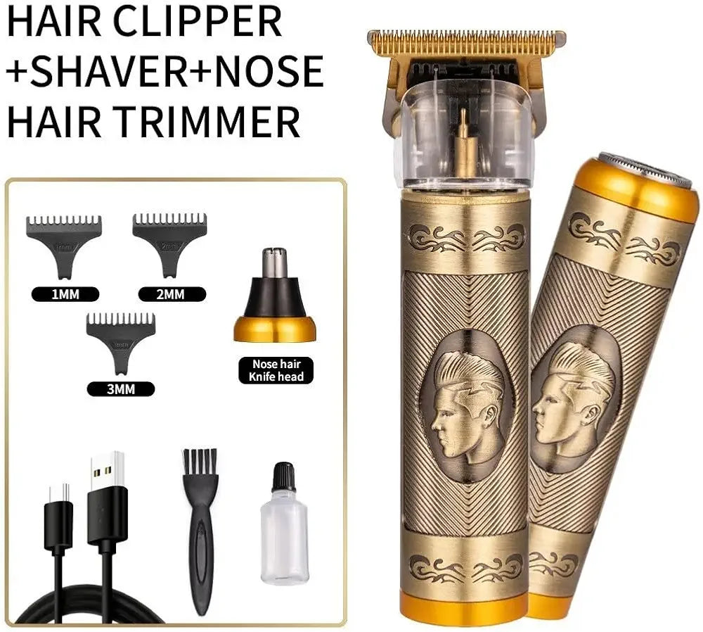 Professional 3-in-1 Men’s Grooming Kit - Gold Metal Body