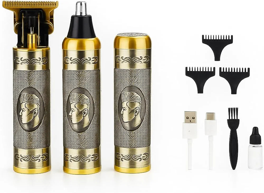 Professional 3-in-1 Men’s Grooming Kit - Gold Metal Body