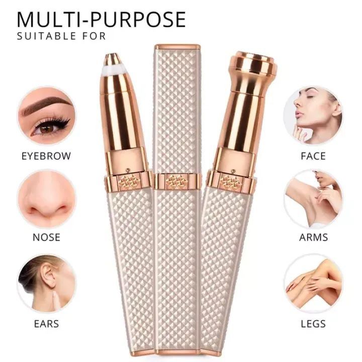 2-in-1 Flawless Eyebrow Trimmer | USB Rechargeable 2in1 Flawless Trimmer With Wire & Cleaning Brush | Eyebrow & Upper Lips Trimmer For Women