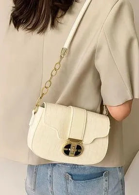 Croc Print Crossbody Bag – Chain Strap & Gold Buckle